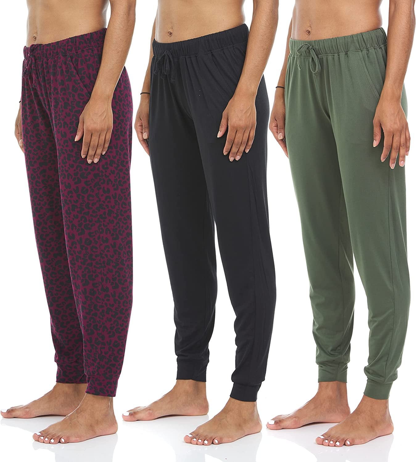 Essential Elements Women's Jogger Pajama Pants Set, Various Colors (3 ...