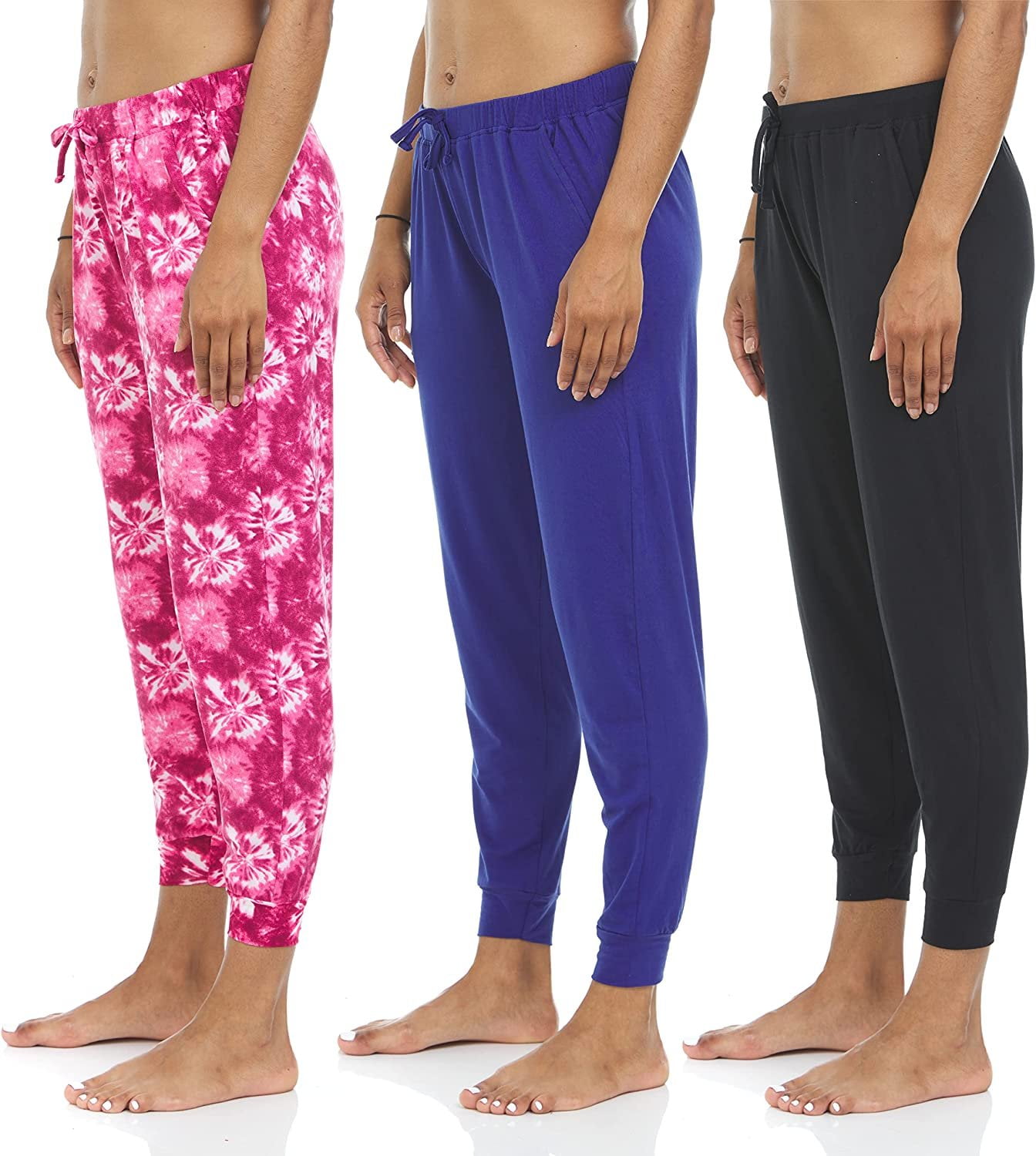 Essential Elements Cozy Lightweight Women's Jogger Pants, 3 Pack Sleep ...