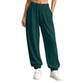 thumbnail image 1 of Jogger Pants for Women Casual High Waisted Baggy Sweatpants Solid Color Soft Track Pants with Pockets Green XL, 1 of 9