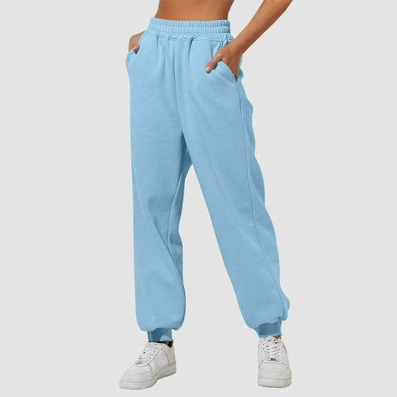 Jogger Pants for Women Clearance Lounge Athletic Sweatpants Elastic Waist Comfy Loose Sweatpants Sweats for Women Casual Comfortable Blue 3XL