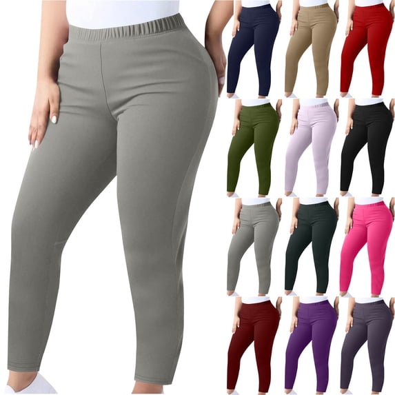 Jogger Pants for Women Pockets Fashion Leisure Plus Size Yoga Long Pants Solid Color Elastic Waist for Golf, Athletic,Travel, Work