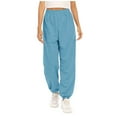 thumbnail image 1 of Jogger Pants for Women with Cinched Bottom Elastic Waist Wide Leg Loose Comfy Jogging Sports Trousers Activewear (S, Sky Blue), 1 of 6