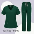 thumbnail image 1 of Jogger Scrubs for Women Plus Size Jogger Scrubs Petite V-Neck Scrub Pants and Tops Nurse Uniforms Medical Uniforms Uniformes De Enfermeras De Mujer Dark Green XL, 1 of 3