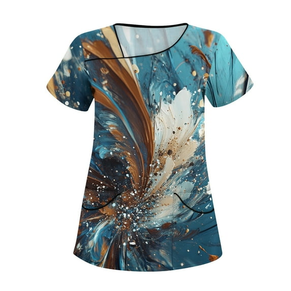 Jogger Scrubs For Women, Stretch Scrub Tops Women Stretchy Printed Plus Size Dress Dresses Summer 2025 Womens Casual Black Short Outfits Vacation Mini Beach Sundresses Blue