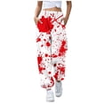 thumbnail image 1 of Jogger Scrubs for Women Halloween Printed High Waisted Lightweight Sweatpants Drawstring Fluffy Trousers with Pocket Fall Winter Pants for Women, 1 of 5