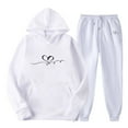 thumbnail image 1 of Jogger Sets for Women 2 Piece Baggy Fit Funny Heart Print Track Suits Soft Solid Color Sweatsuits Set with Pockets, 1 of 3