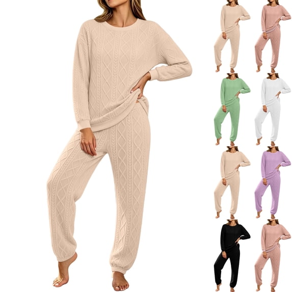Jogger Sets for Women 2 Piece Outfit,Crew Neck Long Sleeve Sweatshirt and Pant,Solid Color Casual Sets,Fall Tracksuit,Winter Casual Outfits