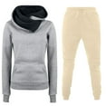 thumbnail image 1 of Jogger Sets for Women 2 Piece Outfits, Cowl Neck Long Sleeve Pocket Sweatshirt Hoodie Tapered Leg Pant Sportswear (X-Large, Beige 01), 1 of 5