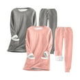 thumbnail image 1 of Jogger Suit Set Fleece Pajamas for Women,Fuzzy Lined Two Piece Set Crewneck Sweatsuit Warm Thermal Loungewear Sleepwear Outfits Casual Sweater Set S-25 Pink-a XL, 1 of 2