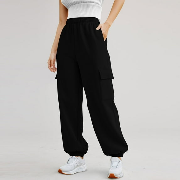 Jogger Sweat Pants for Women Clearance Cargo Loose Workout Sweatpants Straight Leg Active Lounge Sweatpants Womens Lounge Pants Baggy Joggers Black XL