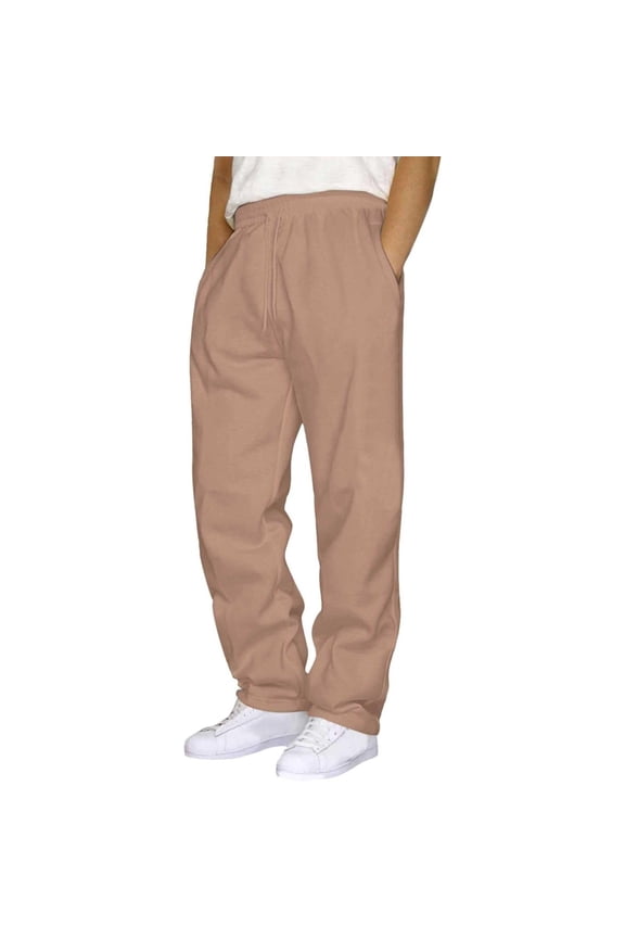 Jogger Sweatpants, Men's Midweight Fleece Lounge Pant Khaki 3XL