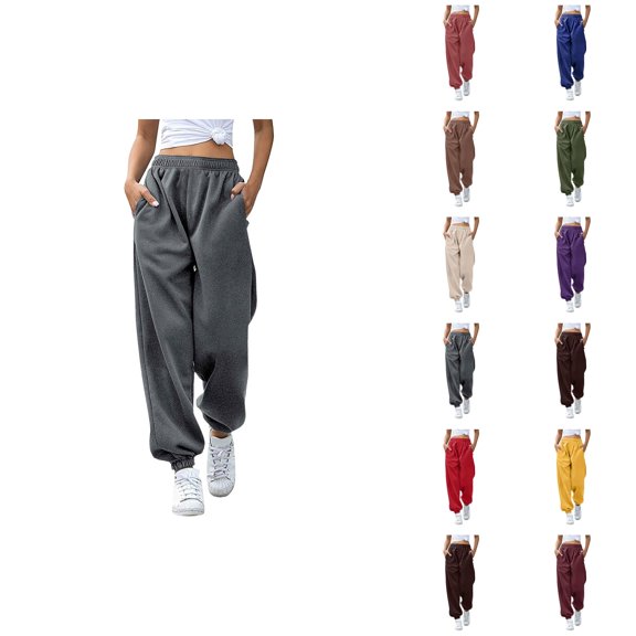 Jogger Sweatpants Women 2026 Trendy Elastic High Waist Relaxed Fit Breathable Sweat Pants with Pockets Trousers