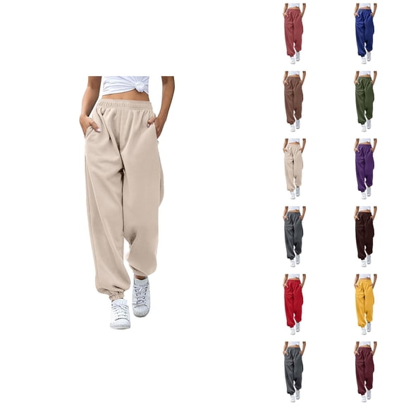 Jogger Sweatpants Women 2026 Trendy Elastic High Waist Relaxed Fit Breathable Sweat Pants with Pockets Trousers