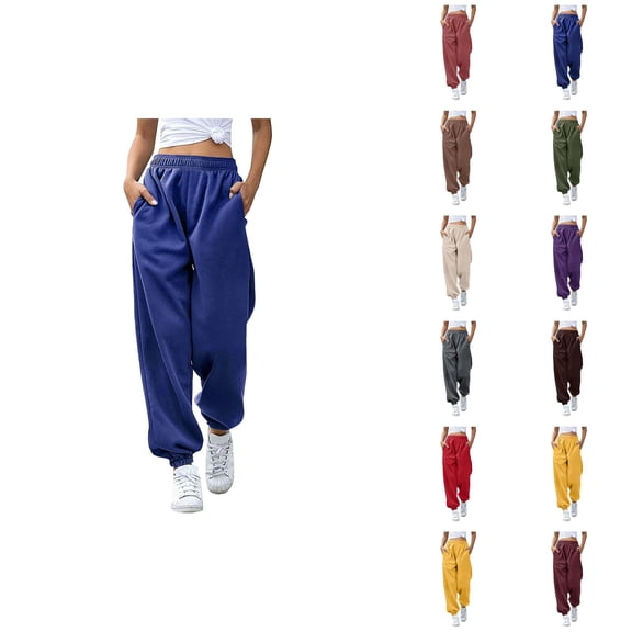 Jogger Sweatpants Women 2026 Trendy Elastic High Waist Relaxed Fit Breathable Sweat Pants with Pockets Trousers