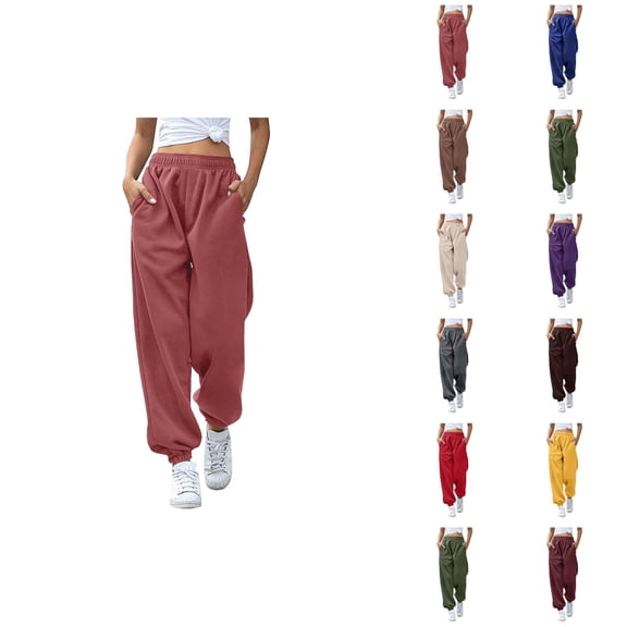 Jogger Sweatpants Women 2026 Trendy Elastic High Waist Relaxed Fit Breathable Sweat Pants with Pockets Trousers