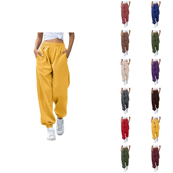 Jogger Sweatpants Women 2026 Trendy Elastic High Waist Relaxed Fit Breathable Sweat Pants with Pockets Trousers