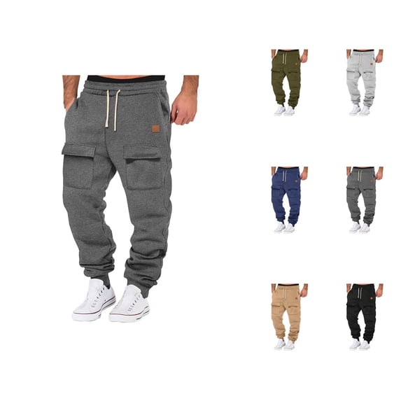 Jogger Sweatpants for Men 2025 Fall Winter Drawstring Elastic Waist Casual Pants with Multiple Pockets Trousers