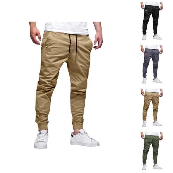 Jogger Sweatpants for Men 2025 Solid Color Drawstring Elastic Waist Casual Jogging Pants with Pockets Trousers