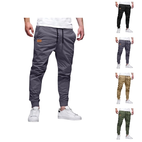 Jogger Sweatpants for Men 2025 Solid Color Drawstring Elastic Waist Casual Jogging Pants with Pockets Trousers