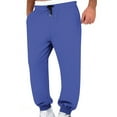 thumbnail image 1 of Jogger Sweatpants for Men, Drawstring Wide Leg Basic Running Athletic Pants with Pockets Blue 3XL, 1 of 6