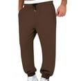 thumbnail image 1 of Jogger Sweatpants for Men, Drawstring Wide Leg Basic Running Athletic Pants with Pockets Brown M, 1 of 6
