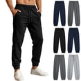 thumbnail image 1 of Jogger Sweatpants for Men Elastic Waist Drawstring Tapered Ribbed Cuff Casual Pants with Side Pockets Relax at Home, 1 of 2