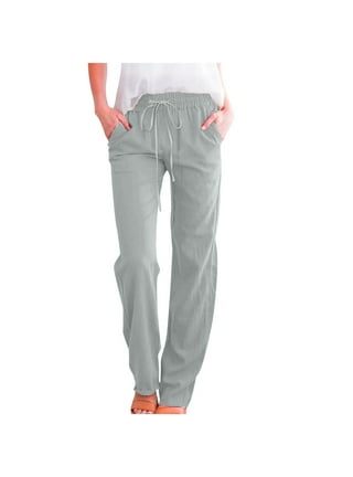 Pants For Women Women Casual Cotton And Linen Solid Drawstring