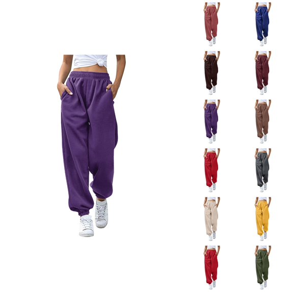 Joggers Pants for Women 2026 Trendy Elastic High Waist Breathable Relaxed Fit Sweat Pants Trousers with Pockets
