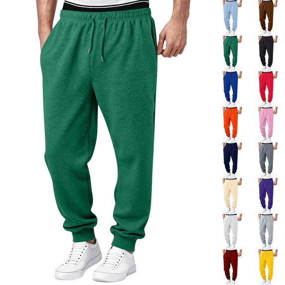 Joggers Sweatpants for Men with Pockets Cuffed Fleece Sweat Pants Baggy Sweatpants Gym Athletic Clothes Workout Pants Dark Green S