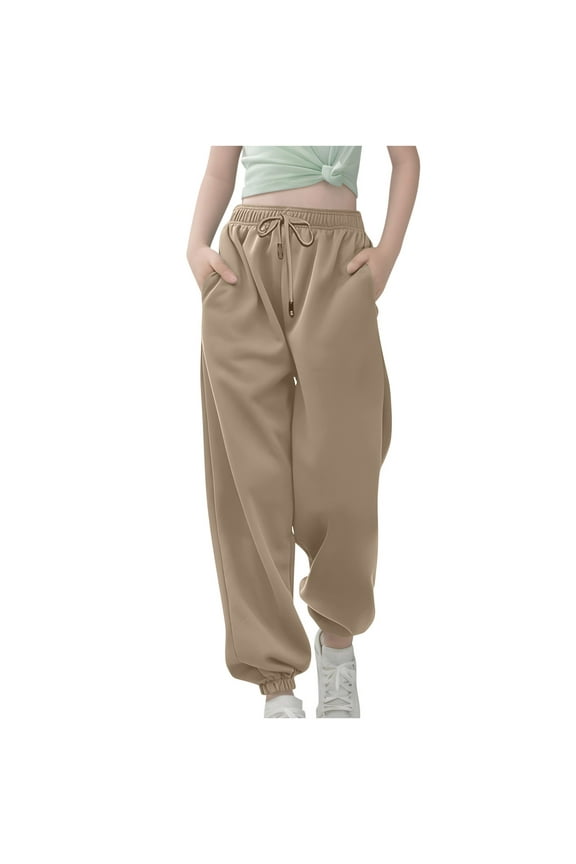 Joggers Sweatpants for Tween Girls Solid Colour Joggers Athletic Pants with Pockets Sweat Pants for Yoga Running Dance Kids Sweatpants