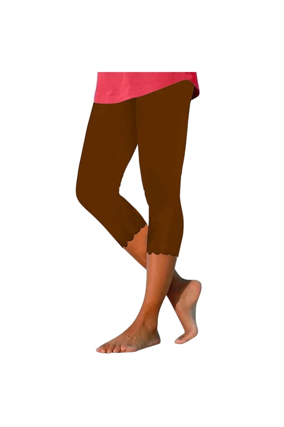 Joggers for Women New Capris Leggings for Women Casual Summer Capris Pants Stretch Slim Workout Yoga Pants Hollow out Cropped Trousers Coffee XXL