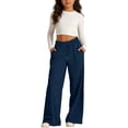 thumbnail image 1 of Joggers for Girls 10-12 Children's Elastic Waist Sport Casual Pants Solid Color Loose Fit Full Length Wide Leg for Fall Winter Spring, 1 of 7