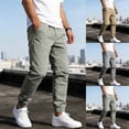 thumbnail image 1 of Joggers for Men Pants for Men Men's Solid Color Pocket Bandage Elastic Waist Casual Fashionable Cargo Full Length Pants Army Green 4Xl, 1 of 9