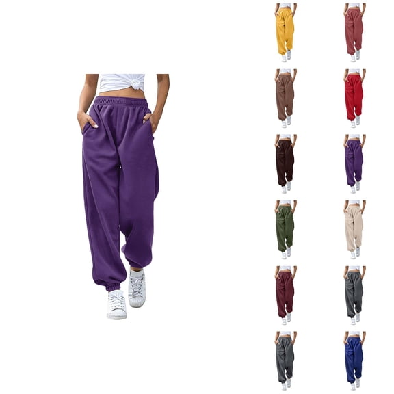 Joggers for Women 2026 Fashion Elastic High Waist Breathable Relaxed Fit Sweat Pants with Pockets Trousers