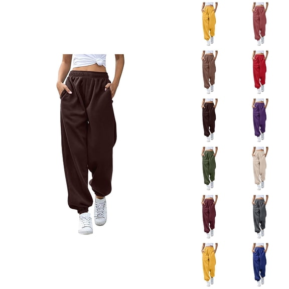 Joggers for Women 2026 Fashion Elastic High Waist Breathable Relaxed Fit Sweat Pants with Pockets Trousers