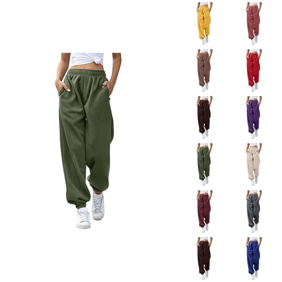 Joggers for Women 2026 Fashion Elastic High Waist Breathable Relaxed Fit Sweat Pants with Pockets Trousers