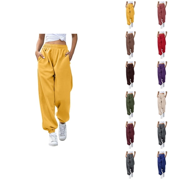 Joggers for Women 2026 Fashion Elastic High Waist Breathable Relaxed Fit Sweat Pants with Pockets Trousers
