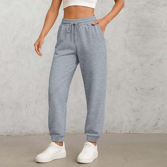 Joggers for Women Casual Baggy Sweatpants Drawstring Jogger Pants with Pockets Fall Sweatpants Light Gray XXL