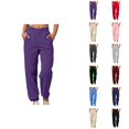 thumbnail image 1 of Joggers for Women Fall Winter Elastic High Waist Straight Leg Relaxed Fit Jogger Sweatpants with Pockets Jogging Pants, 1 of 8