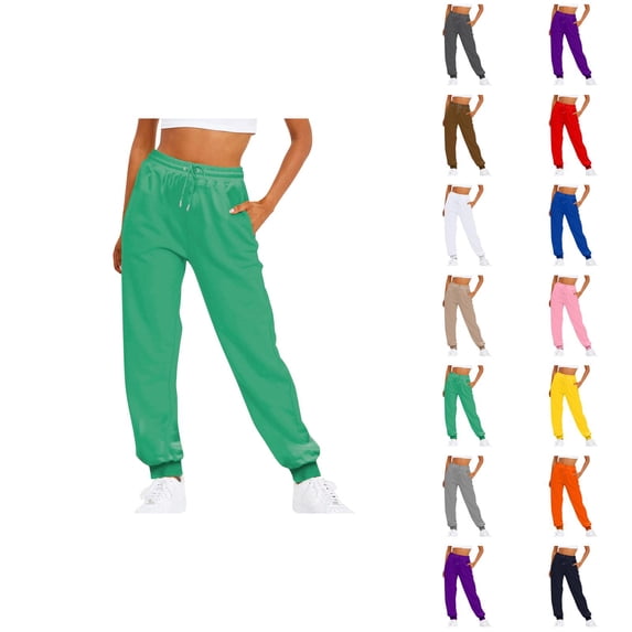 Joggers for Women Fall Winter Lined Elastic High Waist Straight Leg Jogger Sweatpants with Pockets Jogging Pants