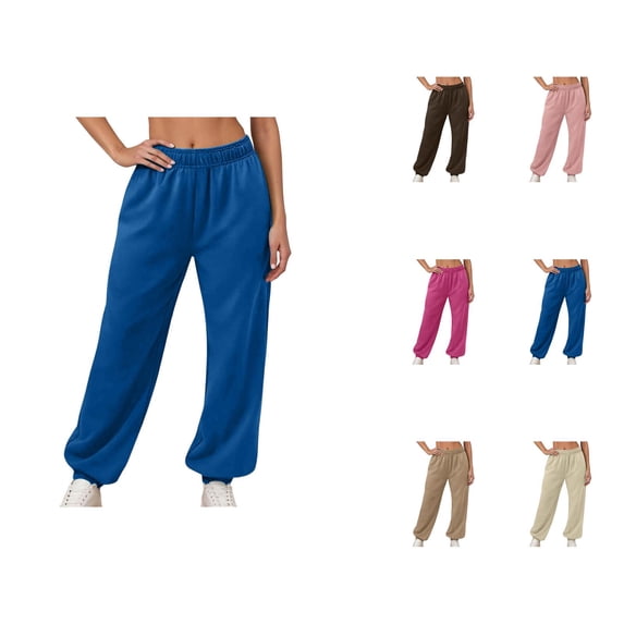 Joggers for Women Fall Winter Lined Elastic High Waist Straight Leg Relaxed Fit Jogger Sweatpants with Pockets