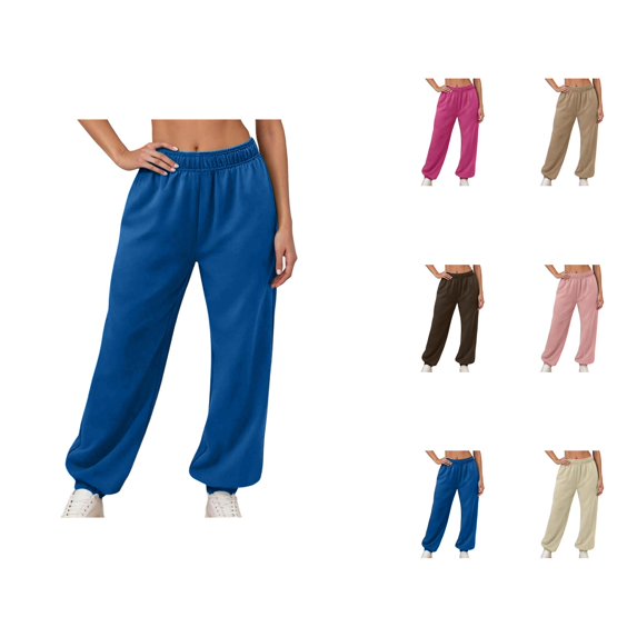 Joggers for Women Fall Winter Lined Elastic High Waist Straight Leg Relaxed Fit Jogger Sweatpants with Pockets