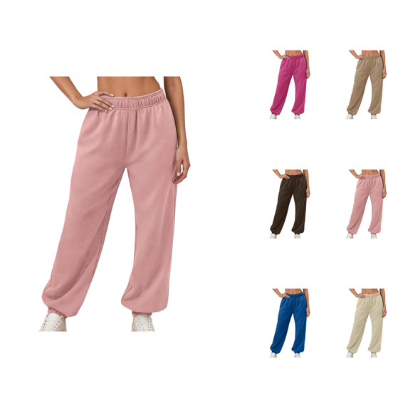 Joggers for Women Fall Winter Lined Elastic High Waist Straight Leg Relaxed Fit Jogger Sweatpants with Pockets
