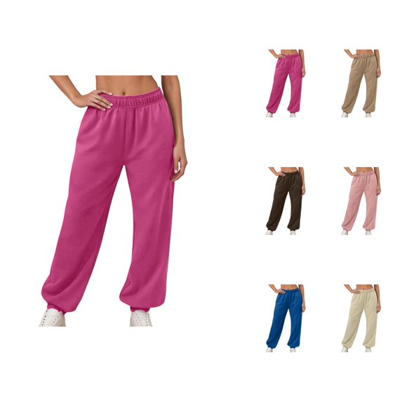 Joggers for Women Fall Winter Lined Elastic High Waist Straight Leg Relaxed Fit Jogger Sweatpants with Pockets