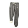 thumbnail image 1 of Joggers for Women Fashion Print Elastic Waisted Drawstring Cinch Bottom Sweatpants with Pockets Winter Fleece Lined Pants(Gray,L), 1 of 5