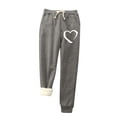 thumbnail image 1 of Joggers for Women Fashion Print Elastic Waisted Drawstring Cinch Bottom Sweatpants with Pockets Winter Fleece Lined Pants(Gray,XXL), 1 of 5