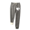 thumbnail image 1 of Joggers for Women Fashion Print Elastic Waisted Drawstring Cinch Bottom Sweatpants with Pockets Winter Fleece Lined Pants(Gray,XXXL), 1 of 5