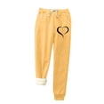 thumbnail image 1 of Joggers for Women Fashion Print Elastic Waisted Drawstring Cinch Bottom Sweatpants with Pockets Winter Fleece Lined Pants(Yellow,L), 1 of 5