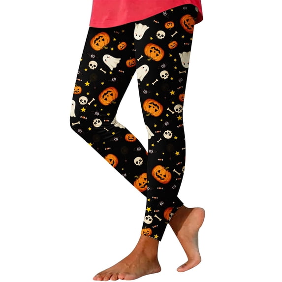 Joggers for Women High Waisted Soft Printed Halloween Athletic Workout Leggings Black Vacation Outfits for Women M