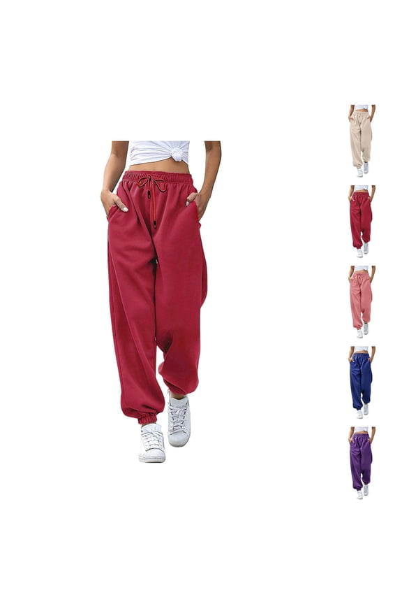 Joggers for Women Spring Fall Elastic High Waist Straight Leg Relaxed Fit Jogger Sweatpants with Pockets Jogging Pants